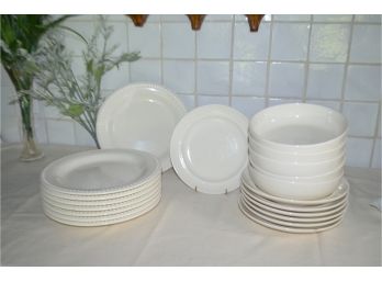 (#6) Pottery Barn White Dish Set Emma Portugal Microwave And Dishwasher Safe - See Details
