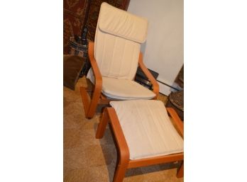 (#87) Ikea Chair And Ottoman (few Stains)