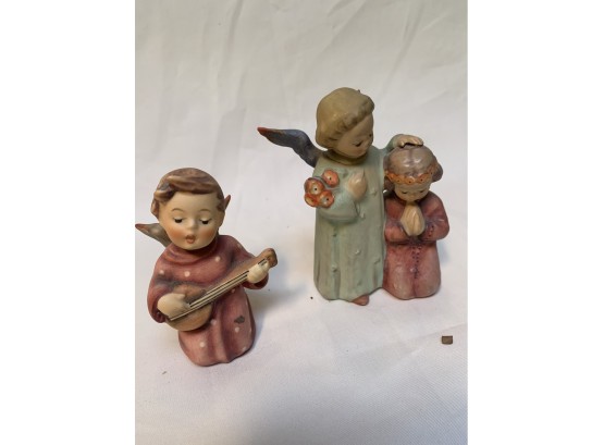 (#24) Two Vintage 4' Goebel Hummel 'guardian' #145 And Kneeing Angel' Figurine