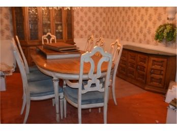 Dining Table And 8 Chairs, 2 Leafs, Pads - See Details