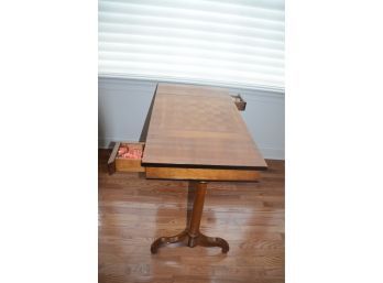 John Witticomb Chess / Checker Game Table With Marble Chess Pieces (game Pieces Cracked And Missing)