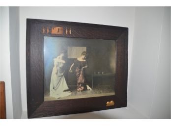 (#12) Antique Wood Frame Picture 27.5x23.5