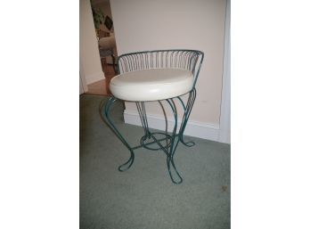 (#43) Green Metal Vanity Chair / Stool