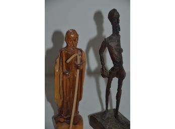 (#70) Wood Statues (2) 8' And 7' Height