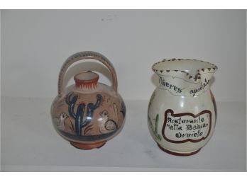 (#68) Mexican Pottery Pitcher 6'H And 7'H