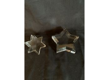 (#146) Star Glass Paperweights (2)