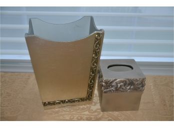 (#210) Resin Bathroom Tissue Box And Wastebasket