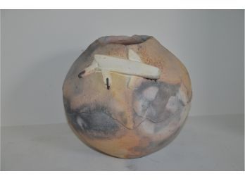 (#106) Decorative Art Clay Vase 9.5