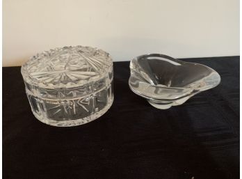 (#129) Baccarat Dish 4' And German Lead Crystal Covered Dish 4.5