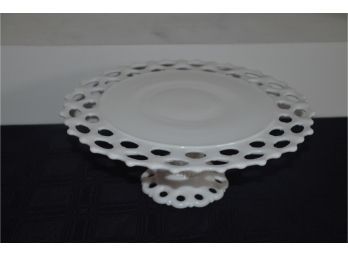 (#108) Milk Glass Pedestal Cake Plate Stand