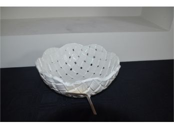 (#109) Italian Primogi Porcelain Basket Weave Bowl NEW