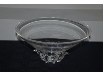 (#119) Steuben Peony Clear Glass Crystal Footed Bowl 12' (bottom Under Base Has Small Chip & 2 Scratches)