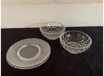 (#130) Crystal 4' Bowls (2) And 6' Plates (2)