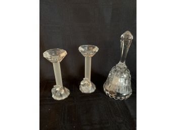(#145) Glass Mini Candle Holders, Dinner Bell