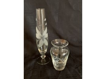 (#139) Etched Bud Vase (2) 5' And 10'