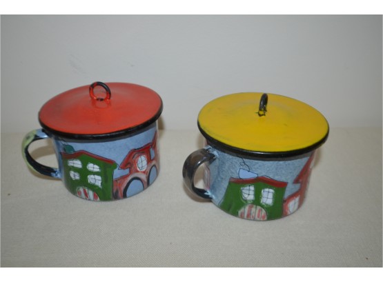 (#63) Tin Cover Soup Cups (2)