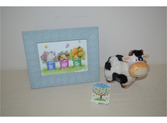 (#51) Cow Saving Bank With Key, Inspirational Cards, Frame