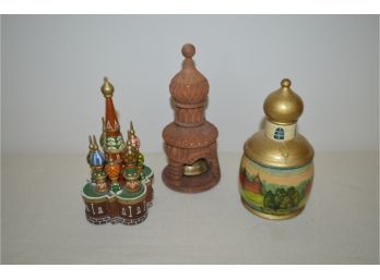 (#30) From Russia Hand Painted Wood Decor And Bell