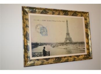 (#8) Large Framed Picture Of Eiffel Tower By River Seire
