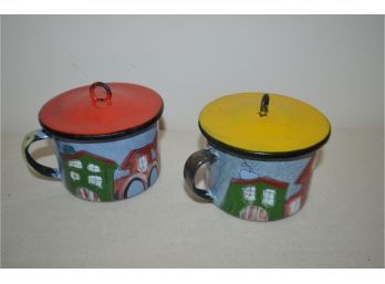 (#63) Tin Cover Soup Cups (2)