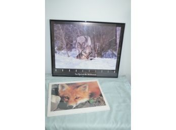 (#130) Poster Framed Pictures Wolf And Fox