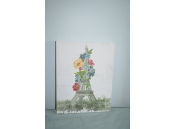 (#125) Unframed Eiffel Tower With Colorful Flowers