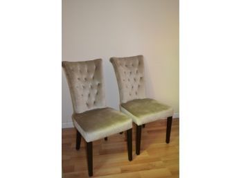 Pair Of Accent Side Sitting Chairs Gray/silver Velvet