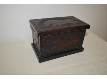 (#23) From South Africa Rhino Engraved Wooden Box