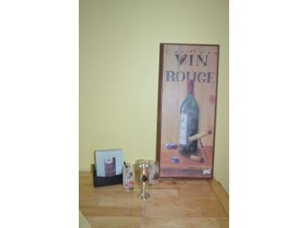 (#81) Wine Sign, Shot Glasses From Russia, Coasters