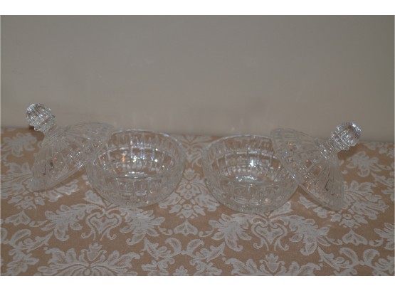(#9) Glass Covered Candy Dishes (2)