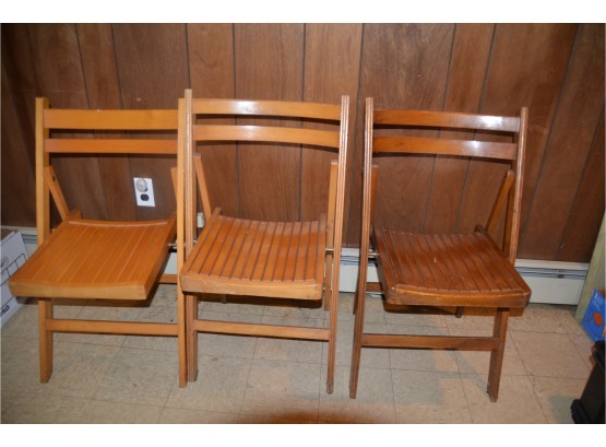 (#47) Wooden Slotted Folding Chairs (3)