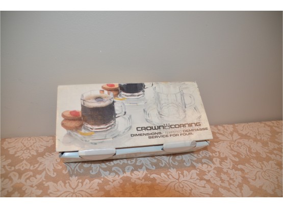 (#39) Crown Corning Demitasse Cups And Plate Set (4) New In Box