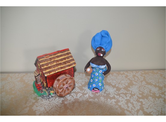 (#80) Pottery Musical House And African Lady