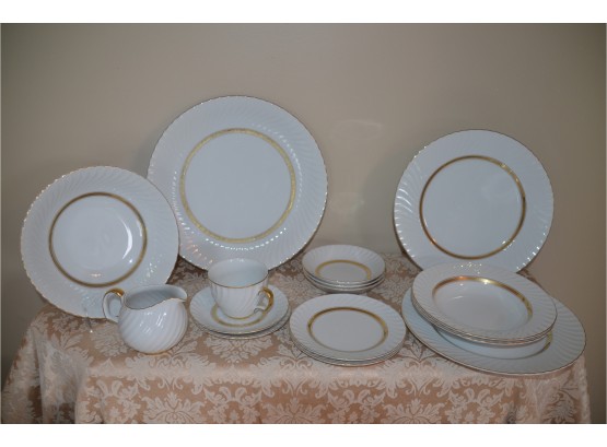 (#4) Mikasa Fine China Set Cream With Gold Trim 473 - See Details
