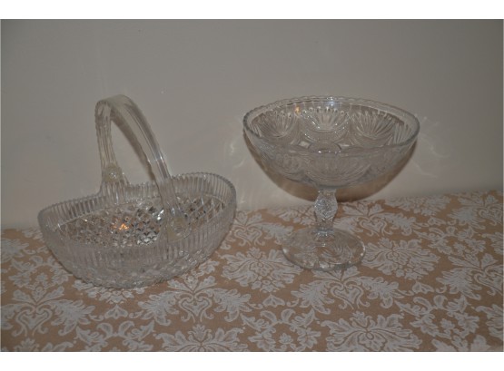 (#33) Glass Basket Plastic Handle, Glass Compose Bowl