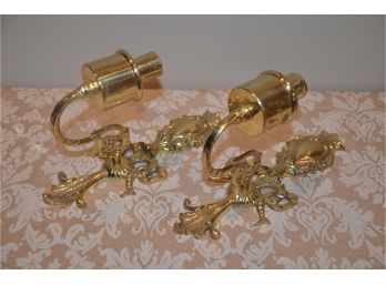 (#30) Pair Of Brass Candle Sconces 9'H