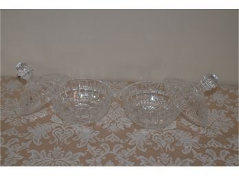 (#9) Glass Covered Candy Dishes (2)