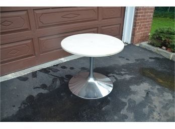 Marble Round Top Chrome Base End Table (detached) 26' Round X 23'H