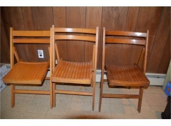 (#47) Wooden Slotted Folding Chairs (3)