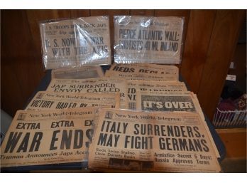 (#110) Antique Newspaper The Sun, NY World-Telegram 1941, 1945, 1943
