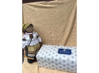(#121)  'Granny World ' Granny Doll On Wooden Base, With Certificate And Box