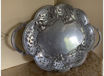 (#11) Lenox Pewter Butterfly Handle Serving Platter With Box Oven Proof 21.5 With Handle