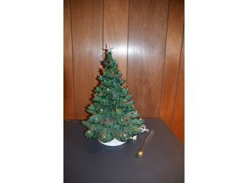 (#56) 26' H Ceramic Lighted Christmas Tree With 2 Bulbs Works (not Small)