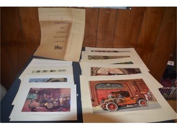 (#115) Portfolio Posters Of Antique Motoring Prints Leslie Sealbury 50's