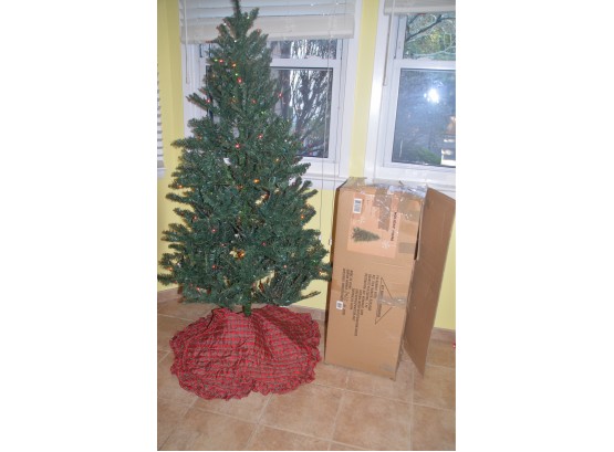 (#19) 6ft Artificial Pre Lite Colored Christmas Tree 3 Sections, Instructions, Tree Skirt