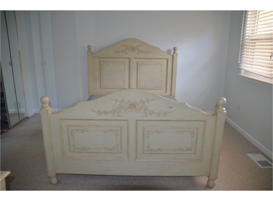 Queen Off White With Hand-painted Design Just Box Spring