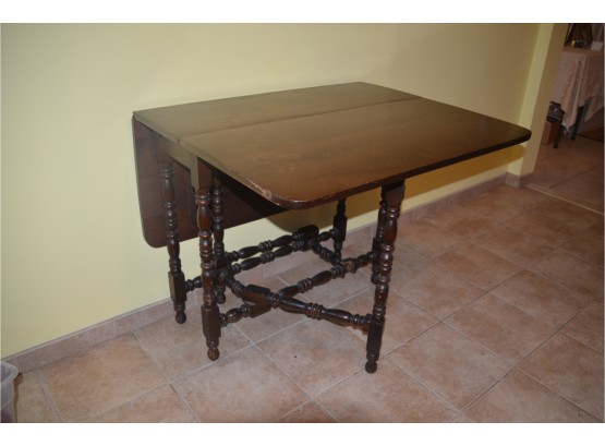 (#4) Vintage Side Table Drop Leaf Extension Legs - Slight Wear On Top - See Details
