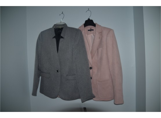 (#79) Tahari Black Tweed Size 6 Blazer, Hilfiger Ultra Suede Pink Size 4