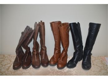 (#65) Casual Boots Size 7.5 And 7 (4 Pairs) (italy Leather, Franco Sarto, Naturalizer, Avturo Chiaug)