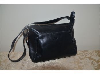 (#43) Katana Black Leather Handbag Zip Pull Missing